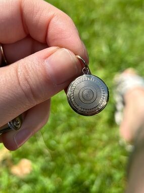 Vintage Gold filled Small Locket with Engine Turned Engraved Round